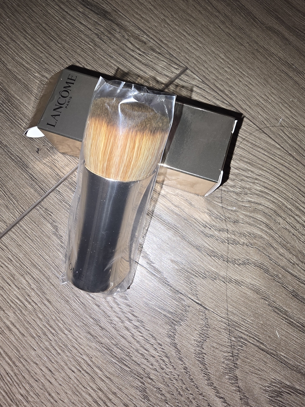 Lancome Flat Top Foundation Brush with Black Handle and Blonde Bristles